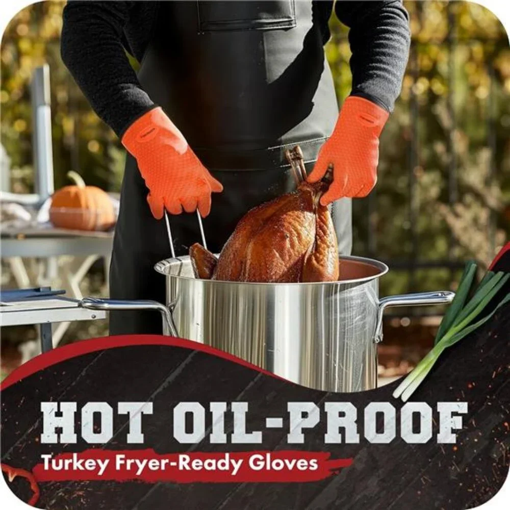 Silicone Smoker Oven Gloves Extreme Heat Resistant BBQ Gloves Waterproof